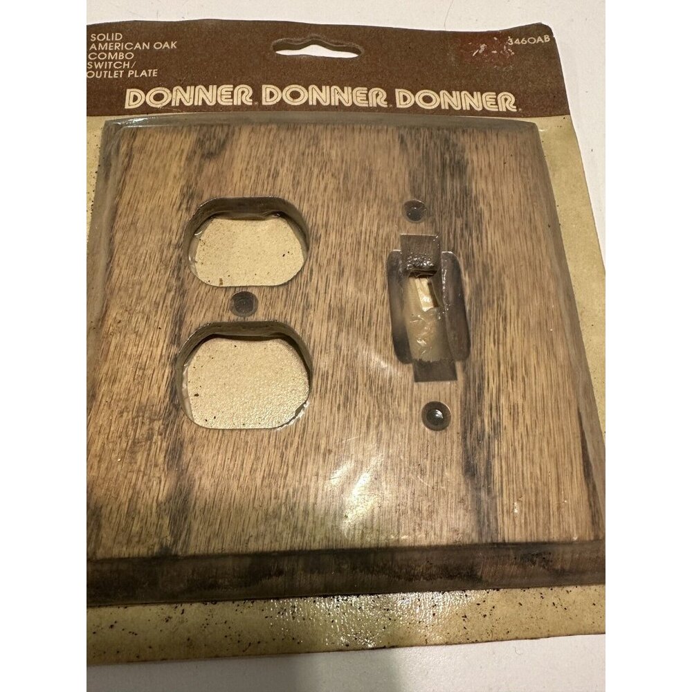 Vintage NOS Solid Oak Outlet Covers Combo Switch Plates Wooden Cottage Cabin
